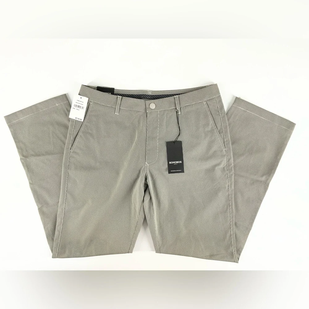 Bonobos Golf Mens Stone Minicheck‎ Straight Leg Pants Size 34 x 32